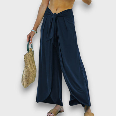 Narella – Pantalon d'été effet croisé avec ceinture à nouer