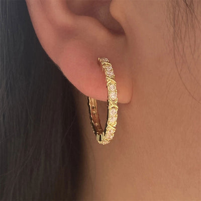 Aurelisse | Boucles d'oreilles croix en or 18 carats et zircones