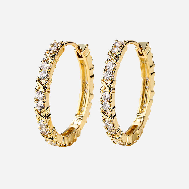 Aurelisse | Boucles d'oreilles croix en or 18 carats et zircones