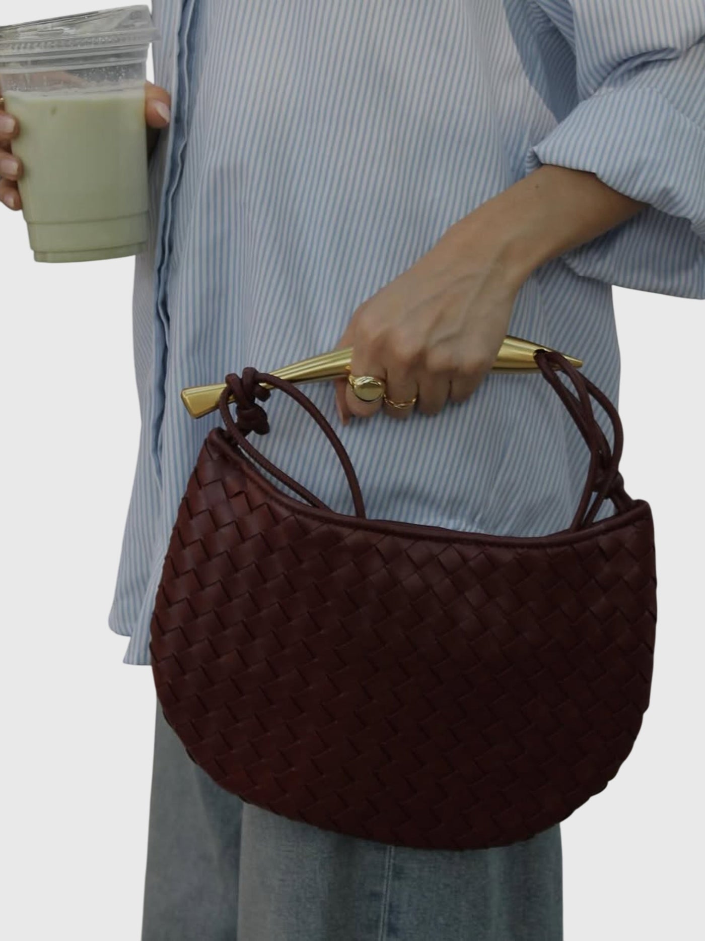 Blanc | Sac tissé structuré de luxe