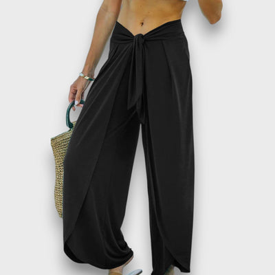 Narella – Pantalon d'été effet croisé avec ceinture à nouer