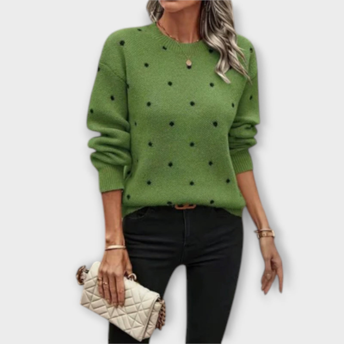 Ava – Pull décontracté à manches longues en tricot à pois