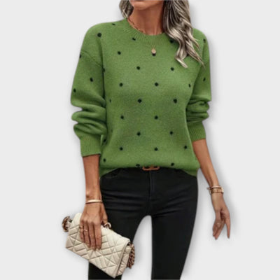 Ava – Pull décontracté à manches longues en tricot à pois