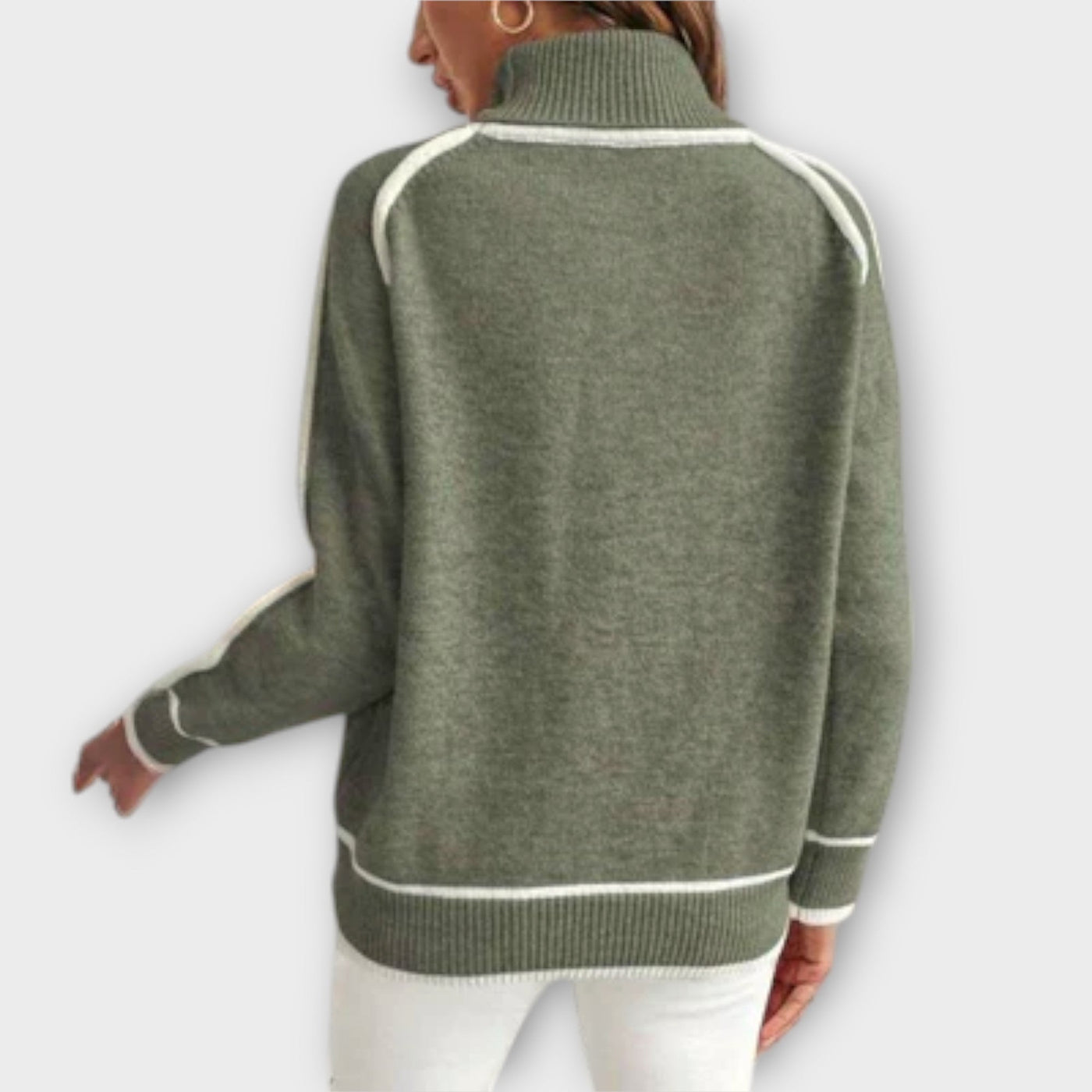 Christine - Pull de luxe en lin vert olive