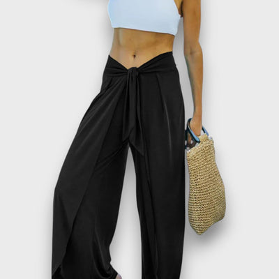 Narella – Pantalon d'été effet croisé avec ceinture à nouer