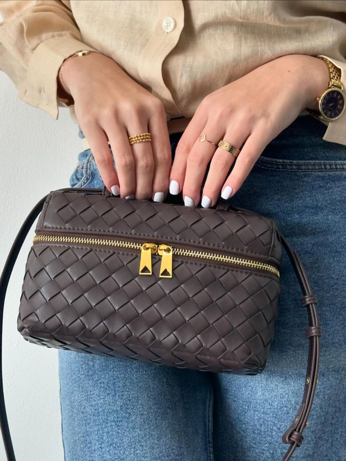 Juliette | Sac tissé structuré brillant