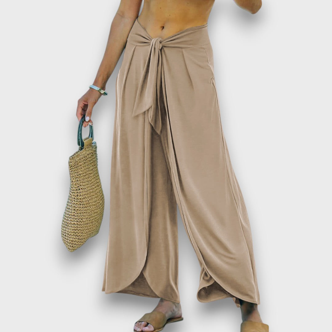 Narella – Pantalon d'été effet croisé avec ceinture à nouer