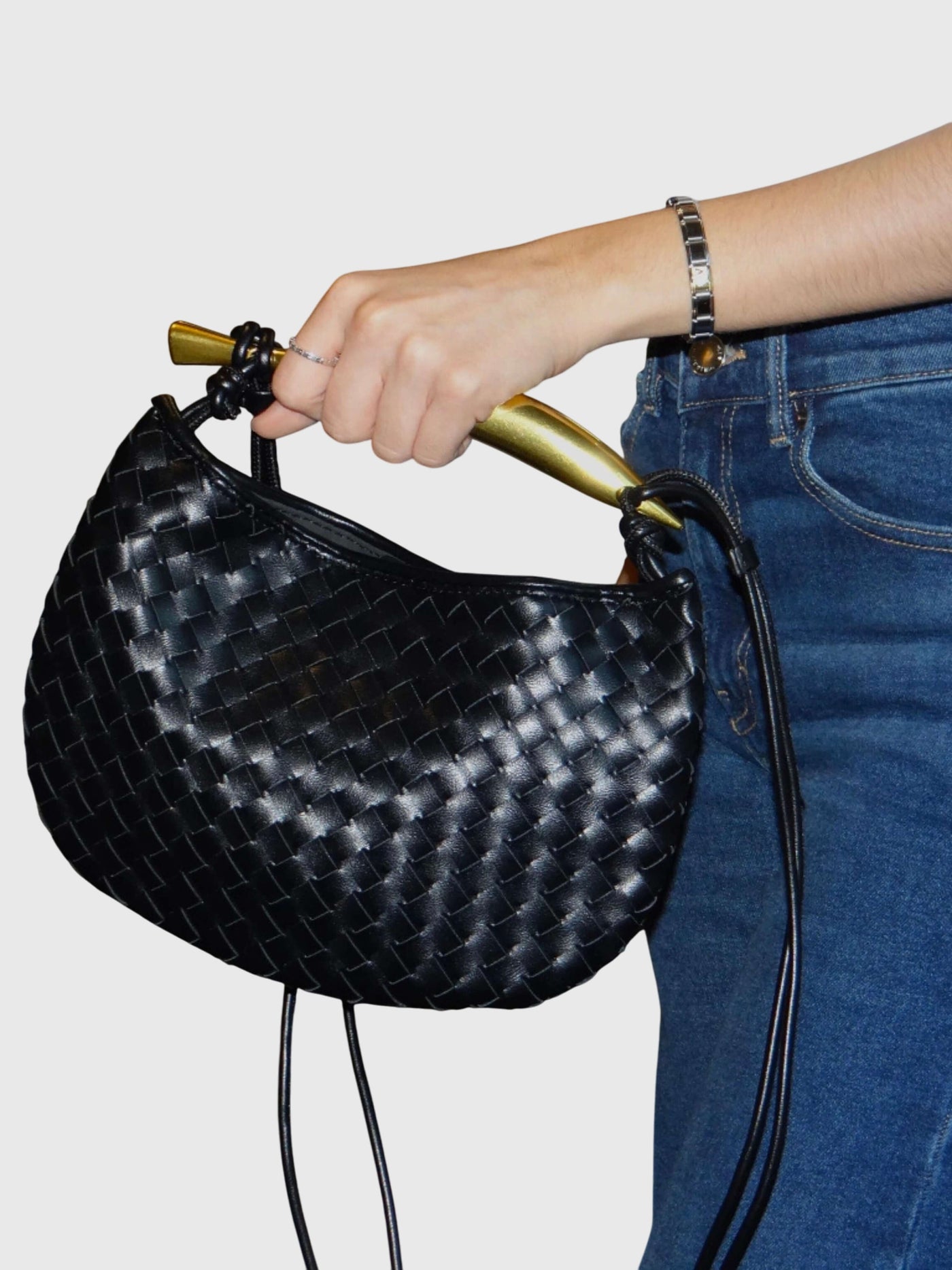 Blanc | Sac tissé structuré de luxe