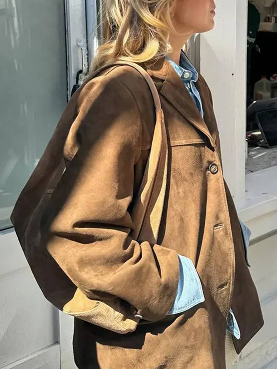 FIORA - Veste blazer en daim