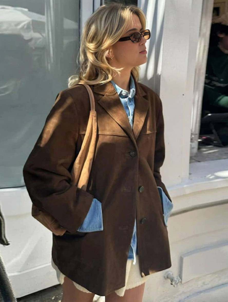 FIORA - Veste blazer en daim