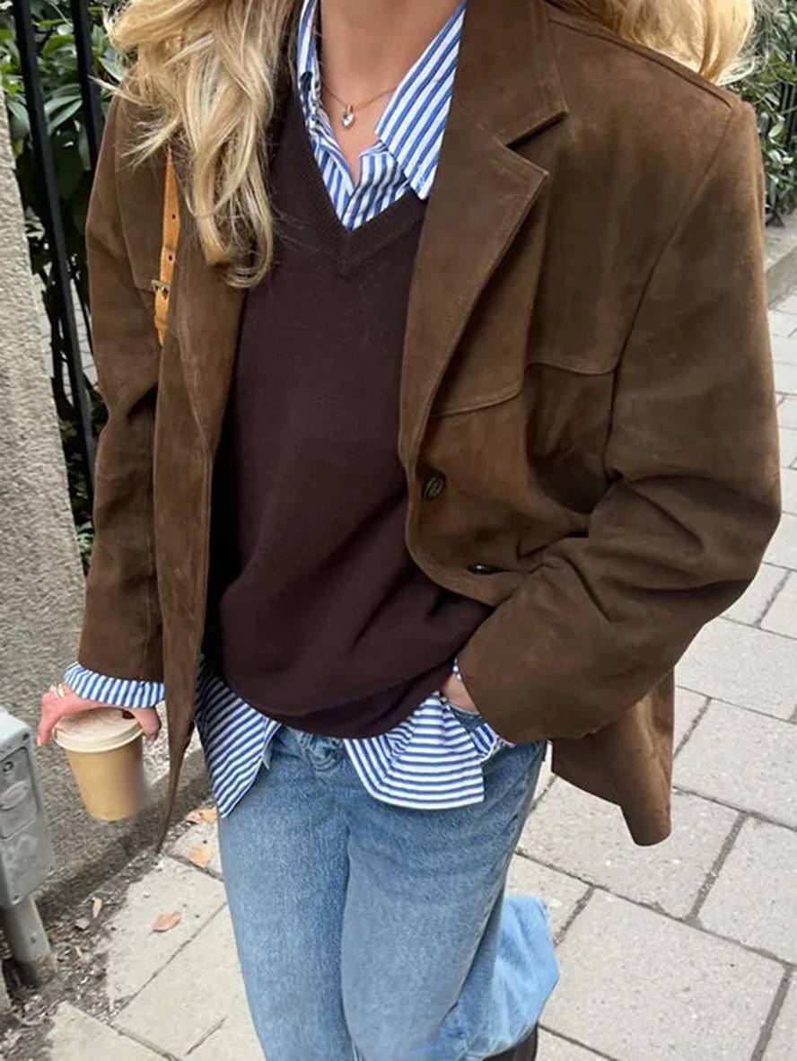 FIORA - Veste blazer en daim