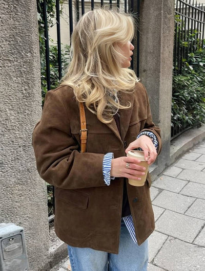 FIORA - Veste blazer en daim