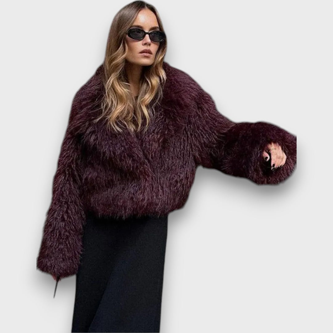 Mile – Fausse fourrure luxueuse en bordeaux foncé