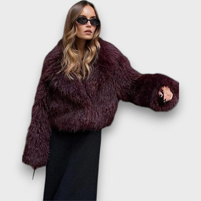 Mile – Fausse fourrure luxueuse en bordeaux foncé