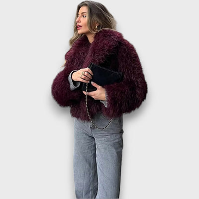 Mile – Fausse fourrure luxueuse en bordeaux foncé