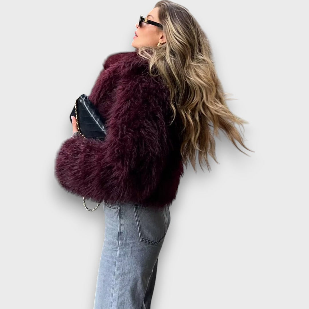 Mile – Fausse fourrure luxueuse en bordeaux foncé