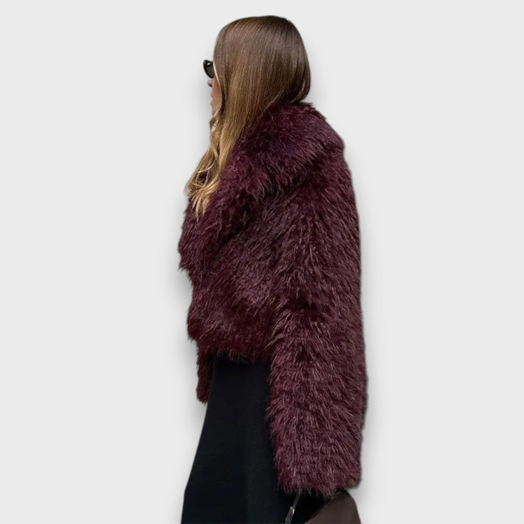 Mile – Fausse fourrure luxueuse en bordeaux foncé