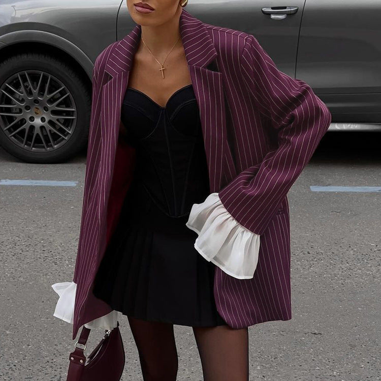 FIORA - Veste de costume rouge vin