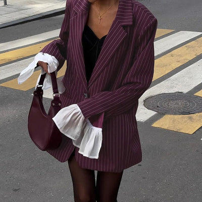 FIORA - Veste de costume rouge vin