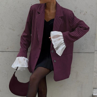 FIORA - Veste de costume rouge vin