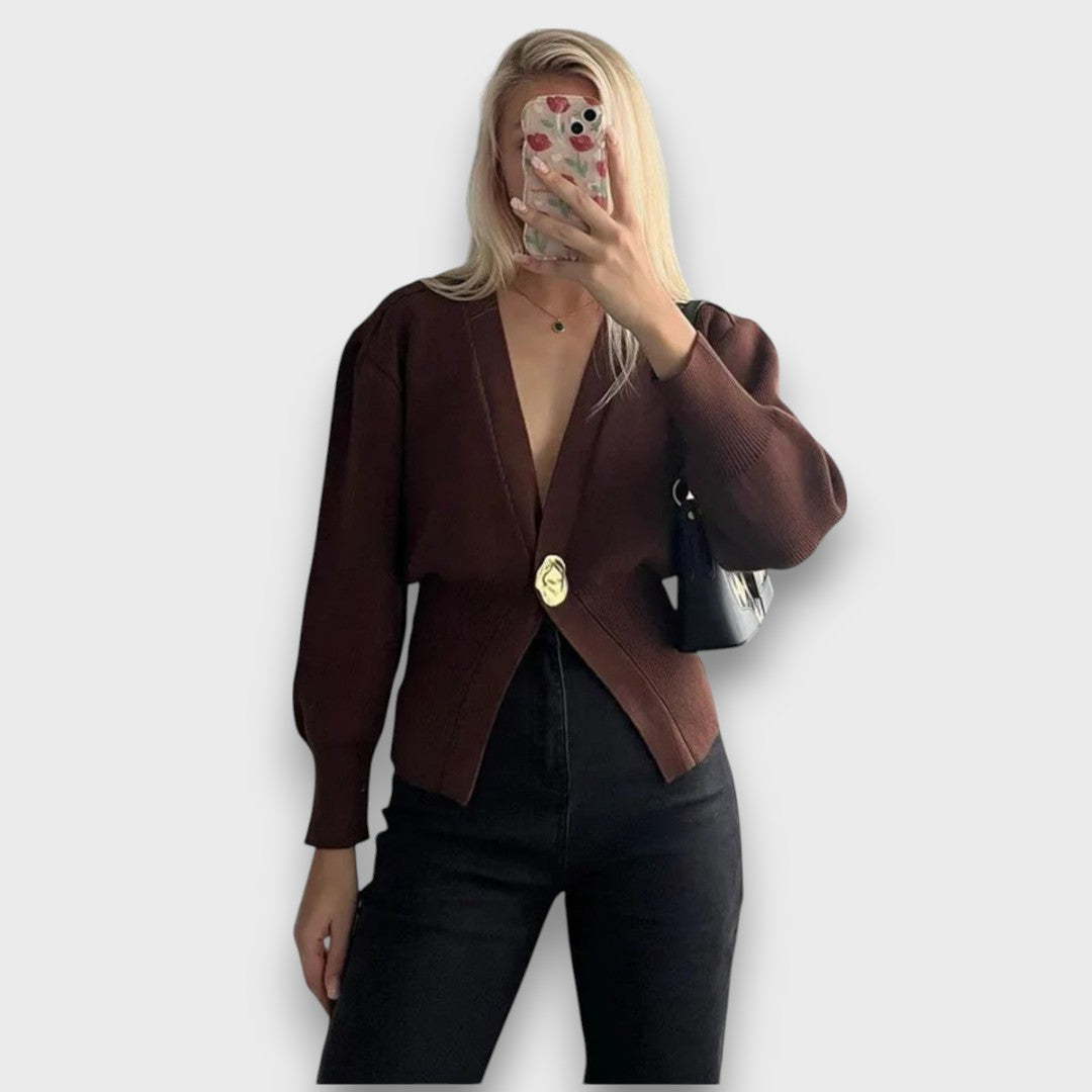 Enea – Cardigan col V profond avec bouton doré