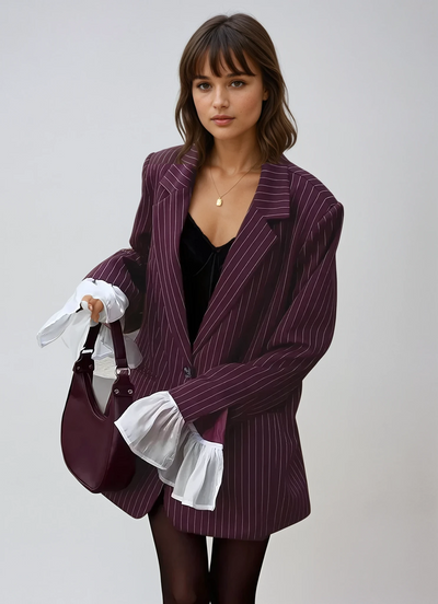 FIORA - Veste de costume rouge vin