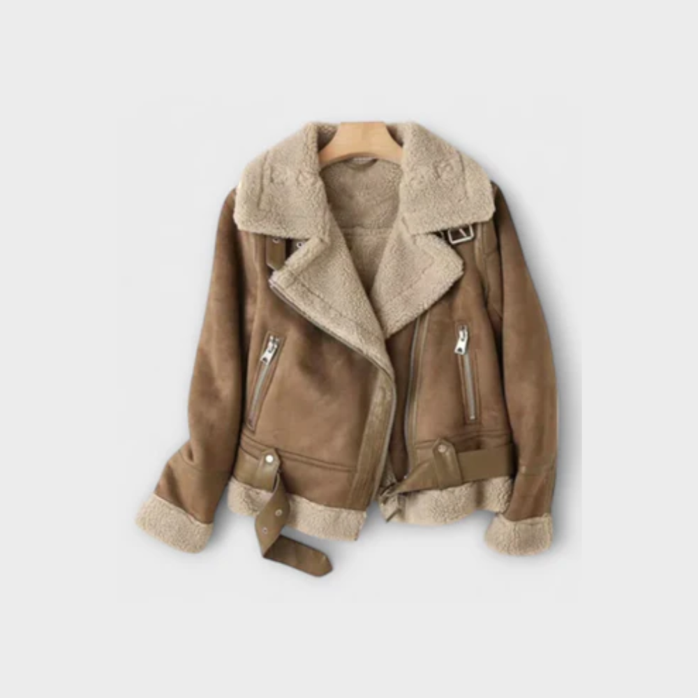 Veste aviateur en peau lainée Aurora