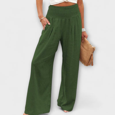Thearya - Pantalon large décontracté en lin