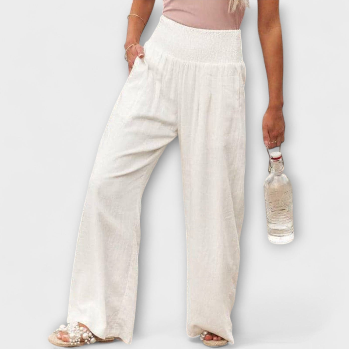 Thearya - Pantalon large décontracté en lin