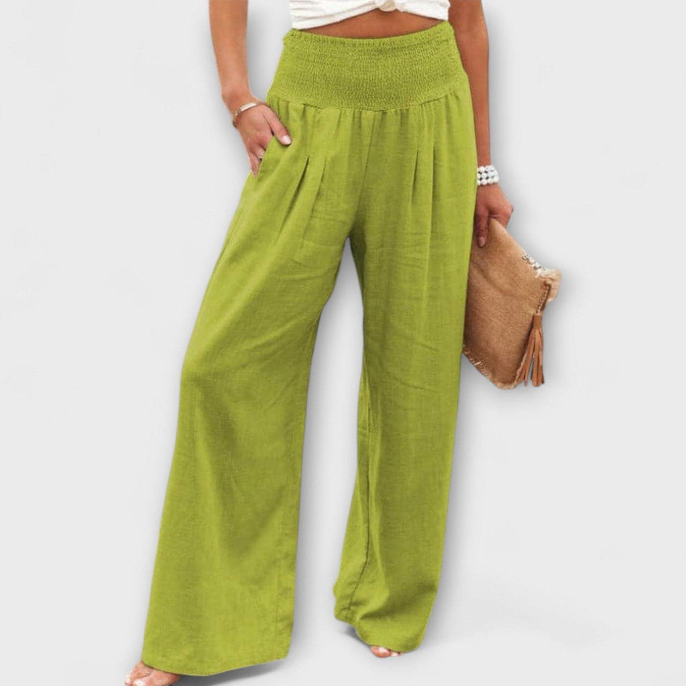 Thearya - Pantalon large décontracté en lin