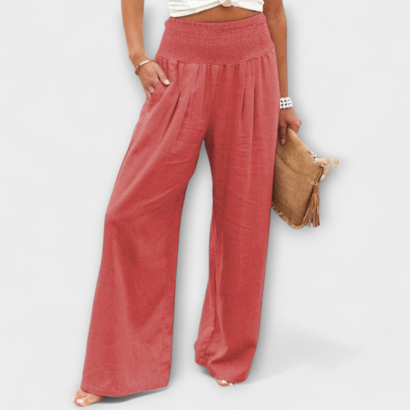 Thearya - Pantalon large décontracté en lin