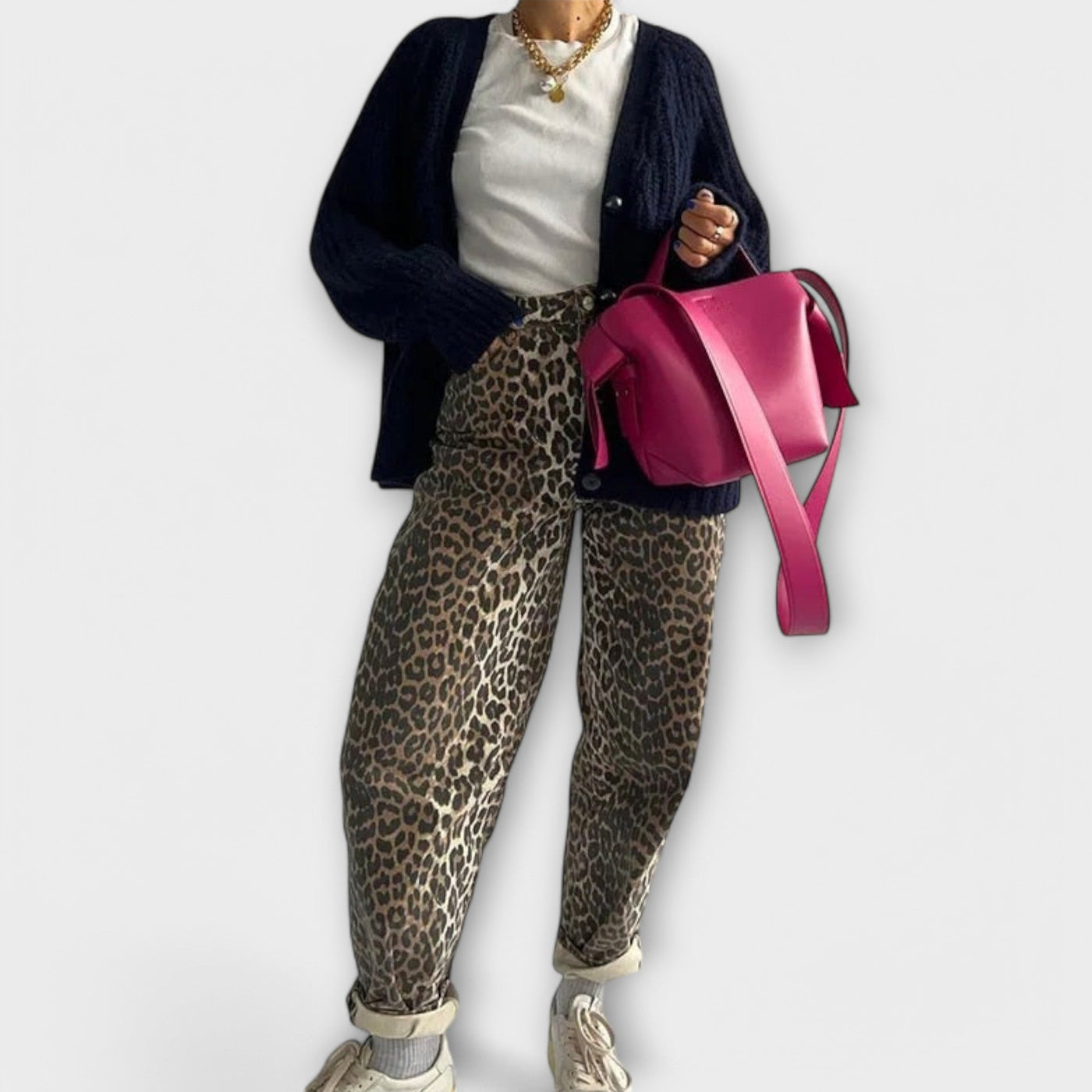 Chandra - Jean imprimé léopard vintage