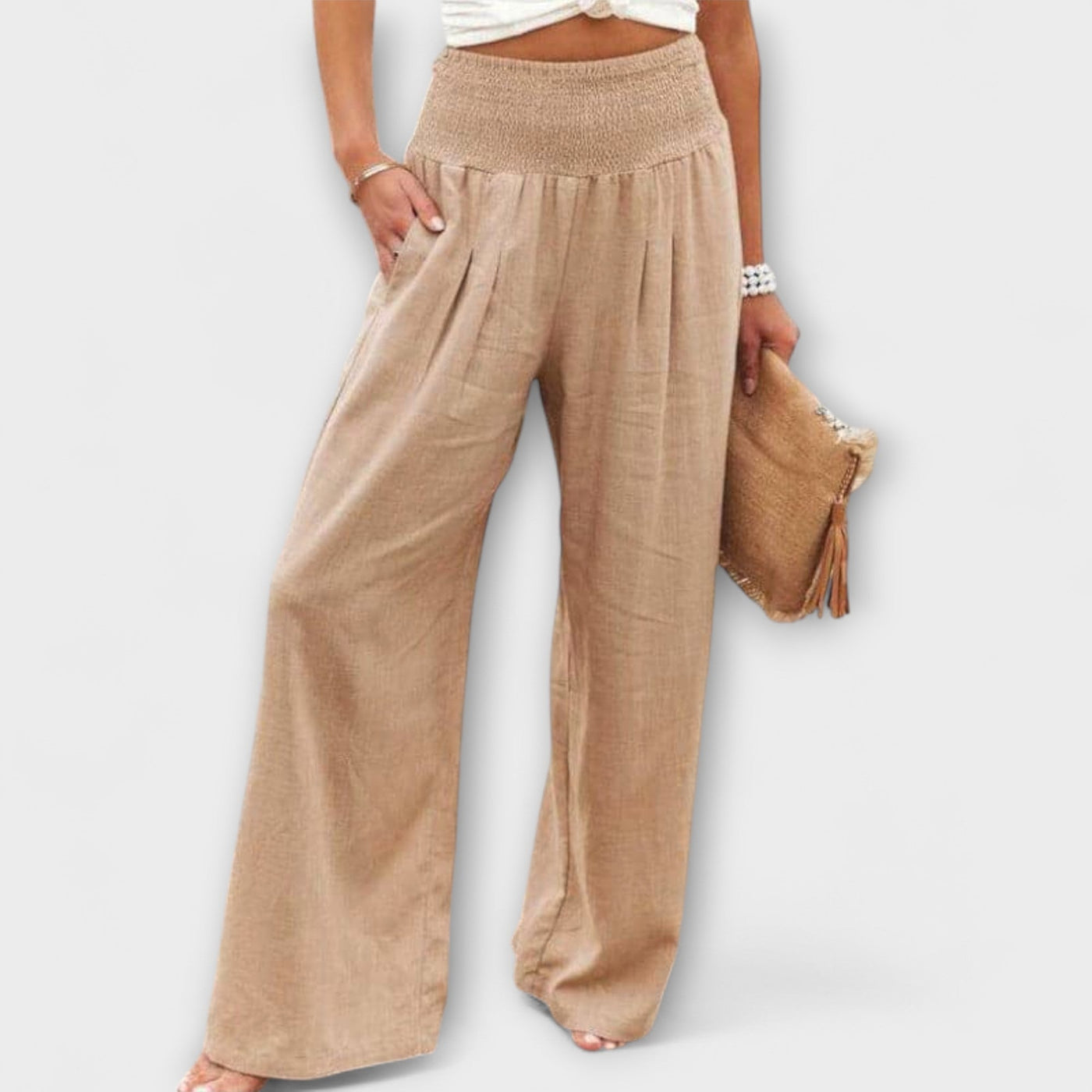 Thearya - Pantalon large décontracté en lin