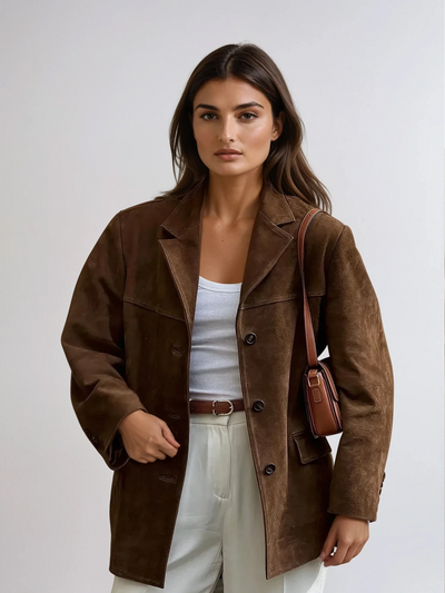 FIORA - Veste blazer en daim