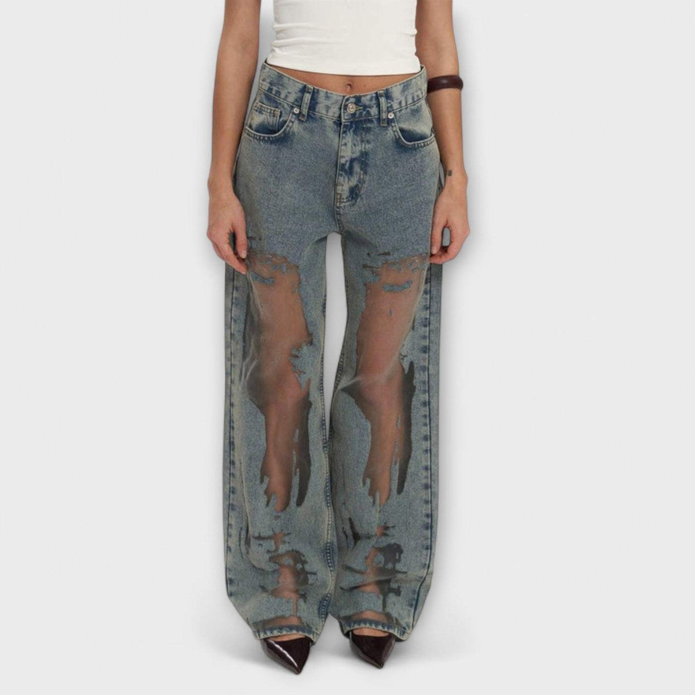 Rayne - Jean bleu transparent en denim Trixie