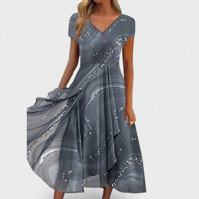 Isha – Robe midi élégante à col en V