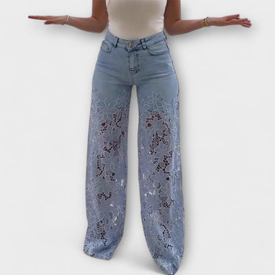 Jean tendance en dentelle patchwork