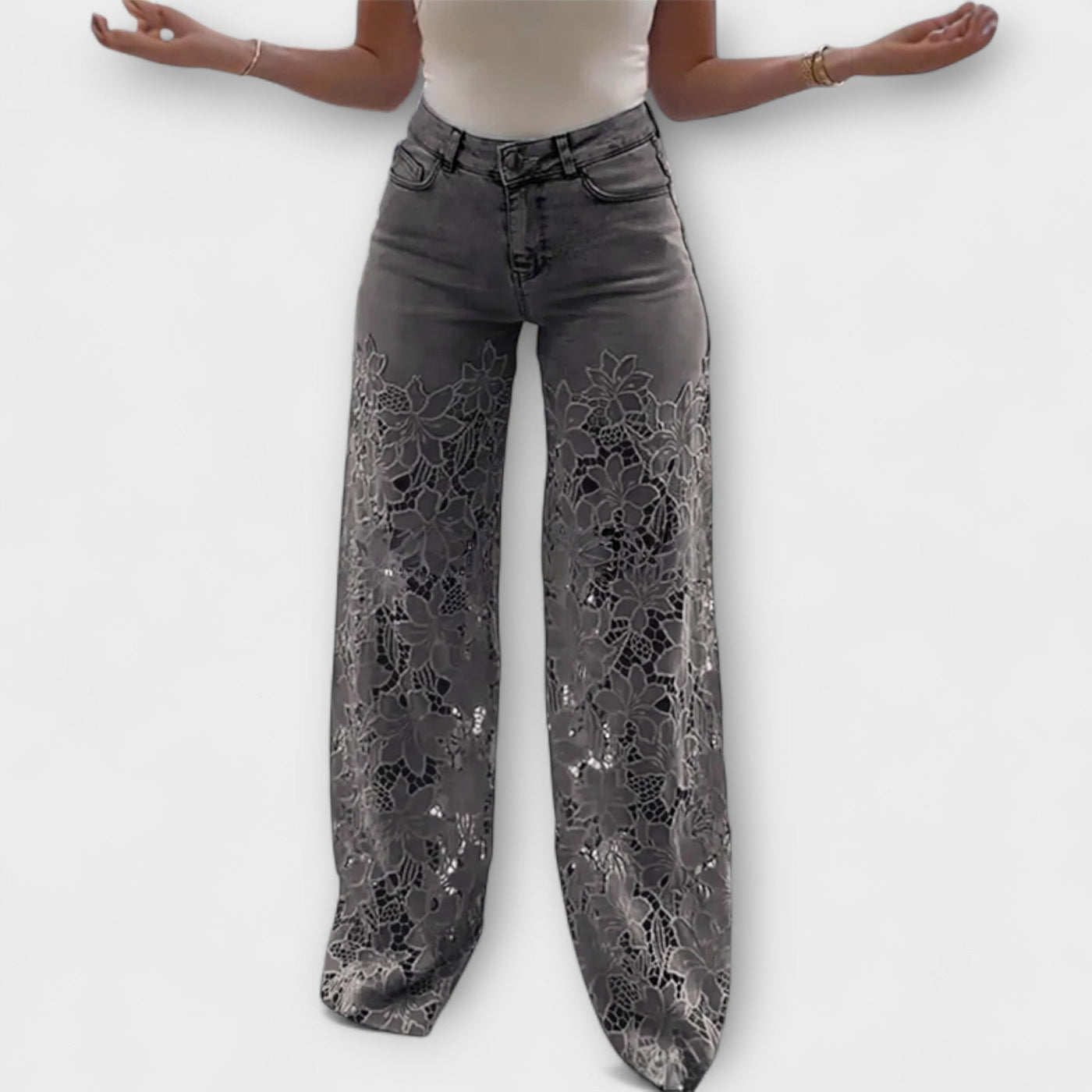 Jean tendance en dentelle patchwork