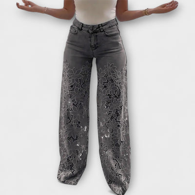 Jean tendance en dentelle patchwork