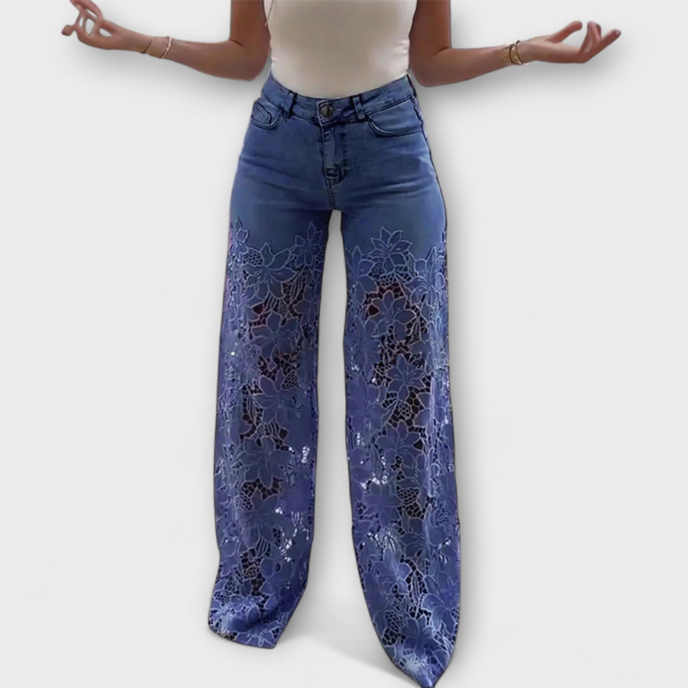 Jean tendance en dentelle patchwork